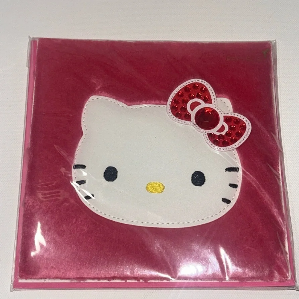 🍀 3 for $25 Hello Kitty Pink Fuzzy Papyrus Card Blank Inside All occasions